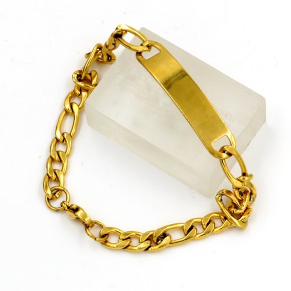 Men’s Cuban 18k Gold-plated stainless-steel Non faded chain bracelet - Picture 2 of 5